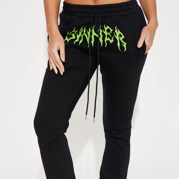 ❌SOLD❌❌ HP! 🎉 Sinner Graphic Wide Leg Pants 🖤 - Picture 4 of 6